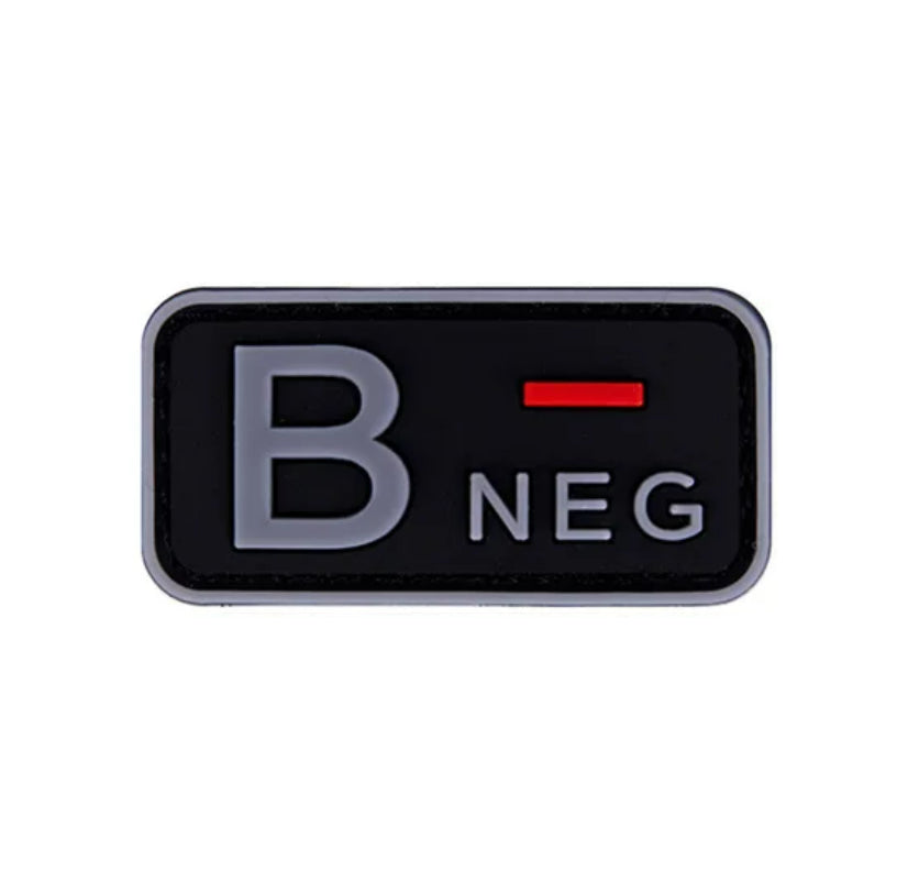 Patch Tipo Sanguíneo (A+, B+, AB+, O+, A-, B-, AB-, O-) Preto / Cinza