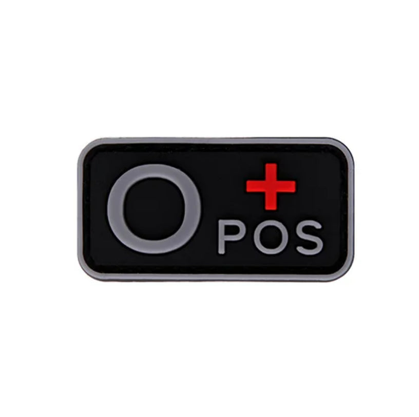 Patch Tipo Sanguíneo (A+, B+, AB+, O+, A-, B-, AB-, O-) Preto / Cinza