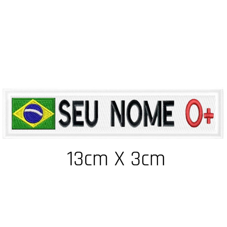 Patch Personalizável Brasil + Tipo Sanguíneo Branco